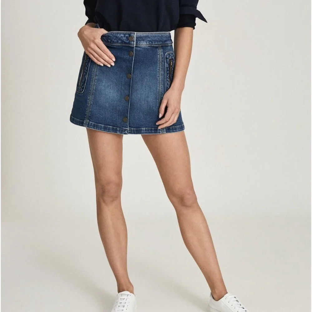 REISS Kaleigh Denim Mini Skirt Size 14